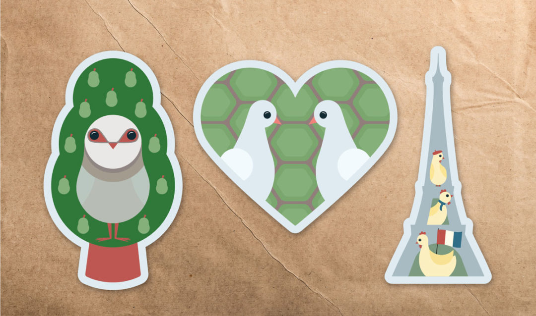 12 days of Christmas stickers