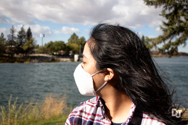 A masked woman near Idaho Falls, ID